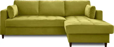 Image de Lisa Design Anna - canapé d'angle droit - 4 places - convertible avec coffre - en velours , Vert Olive