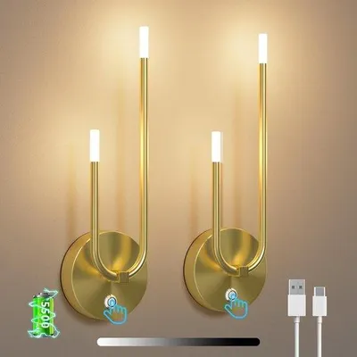 Immagine prodotto di Lampada da parete ricaricabile per soggiorno e camera da letto - Ricaricabile tramite USB - Senza fili - Alimentata a batteria - Telecomando