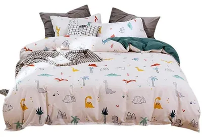 Produktbild von Bettwäsche Set Dinosaurier 135x200 cm Mikrofaser 2-teilig mit Kissenbezug 80x80 cm Reißverschluss