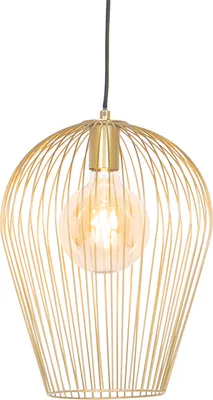 Produktbild von QAZQA - Design Hängelampe I Pendellampe I Pendelleuchte Gold I Messing - Wire Ario I Wohnzimmer I Schlafzimmer - Stahl Länglich - LED geeignet E27