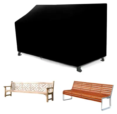 Produktbild von Sofabezug für 4-Sitzer Gartenbank, wasserdicht, winddicht, UV-beständig, reißfest, 420D Oxford Stoff, Outdoor Terrassenbank 193 x 66 x 63/89 cm, Schwarz