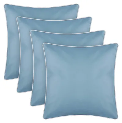 Imagen del producto de Cojines para exteriores con borde blanco turquesa, pack de 4