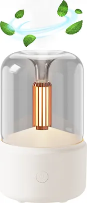 Produktbild von Aroma difuzér ve stylu svíček Retro USB zvlhčovač vzduchu 120 ml, teplé bílé noční světlo Tichý zvlhčovač vzduchu pro kancelář Domů Jóga, bílý zvlhčovač vzduchu