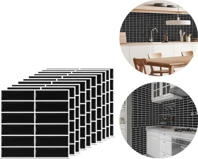 Obrázek produktu pro LZQ 10 kusů 3D samolepky na dlaždice 30 × 30 cm, koupelnové fólie obdélníkové samolepky na dlaždice do koupelny a kuchyně, samolepicí dekorace na stěnu, PVC samolepicí dekorace na dlaždice (styl 2)
