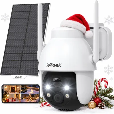 Produktbild von ieGeek 2K Überwachungskamera Aussen Solar WiFi,360° PTZ KÜberwachungskamera, Farbnachtsicht,Zwei-Wege-Audio,PIR Bewegungserkennung,Intelligenter Alarm