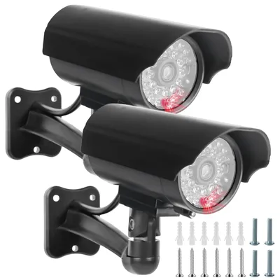 Immagine prodotto di Telecamera finta per esterni, con LED lampeggiante rosso e adesivi di avvertimento