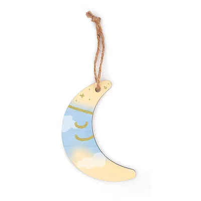 Image de Suspension Lune en bois à décorer - Ø 12 cm