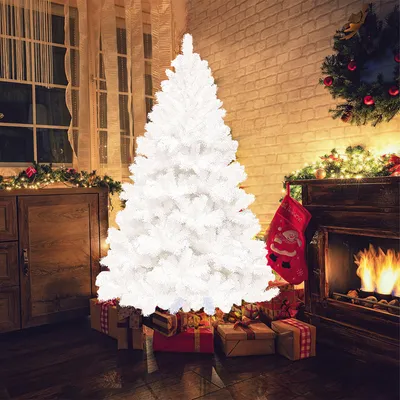 Produktbild von Jayseuw 150 cm Tannenbaum weihnachtsbaum mit Metall Christbaum Ständer Einfache Montage für Hochzeit, Weihnachten, Schlafzimmer Weihnachts,Weiß