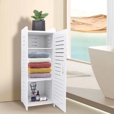 Produktbild von Badezimmer-Aufbewahrungsschrank schmal seitlich 30 x 30 x 80 cm weiß PVC