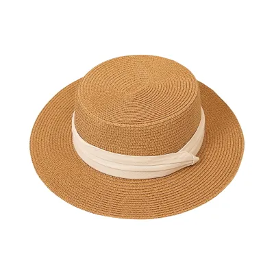 Produktbild von Großer Damen-Strohhut für den Sommer, britischer Retro-Stil, Strandhut, Sonnenschutz, atmungsaktiv, breite Krempe, Jazz-weicher Sonnenhut für Wanderreisen, Ausflüge, A