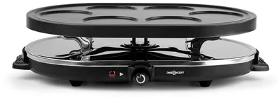 Zdjęcie produktu dla oneConcept Woklette - Grill raclette, Grill stołowy, Grill imprezowy, Moc: 1200 W, Płynna regulacja temperatury, W zestawie 8 patelenek i drewniane łopatki, Powłoka nieprzywierająca, czarny