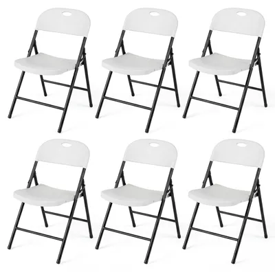 Immagine prodotto di Set di 6 sedie pieghevoli COSTWAY, ideali come sedie per ospiti, sedie da cucina, sedie da giardino resistenti alle intemperie, sedie pieghevoli per campeggio, adatte sia per interni che per esterni, con una capacità di carico di 150 kg