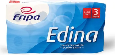 Produktbild von FRIPA Toilettenpapier Edina 3-lagig, geprägt hochweiß, 8 Ro 250 Blatt