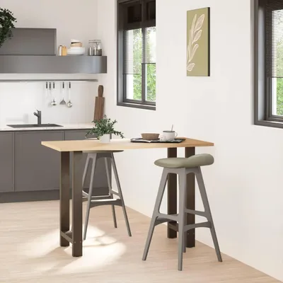 Image de vidaXL Pieds de table de bar acier naturel 2 pcs. 50x(90-91) cm acier