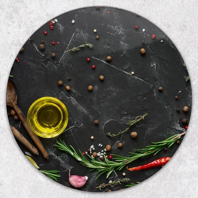 Produktbild von Glas-Herdabdeckplatten Glaskeramikkochfeld-Abdeckung Spritzschutz Glas Runden Schneidebrett fi40 cm - Kräuter Gewürze Gemüse