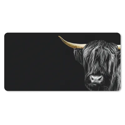 Produktbild von MuchoWow® Mauspad Mousepad Schottischer Highlander - Schwarz - Gold - Horn 60x30 cm - Mousepads - Maus Mat - Pad - Mausunterlage - Nachhaltig