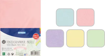 Produktbild von Stylex Tonzeichenpapier - pastell - DIN A5