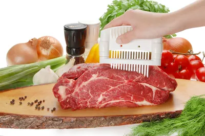 Produktbild von Genius Fleischzartmacher - Fleischklopfer, 15 Klingen meat tenderiser, extra scharfe Edelstahlklingen, Steak Hammer für alle Arten von Fleisch