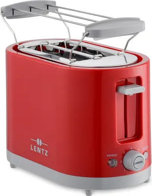 Produktbild von LENTZ 2-Scheiben 2-Schlitz-Toaster mit Brötchenaufsatz Rot