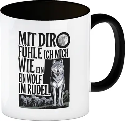Produktbild von Wolf im Rudel Kaffeebecher in schwarz