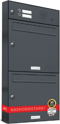 Produktbild von 2er Briefkasten Anlage Aufputz - Wandmontage RAL 7016 Anthrazit Klingel