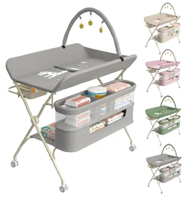 Image de Table à langer pliante 4 en 1, avec réglage de hauteur et panier de rangement