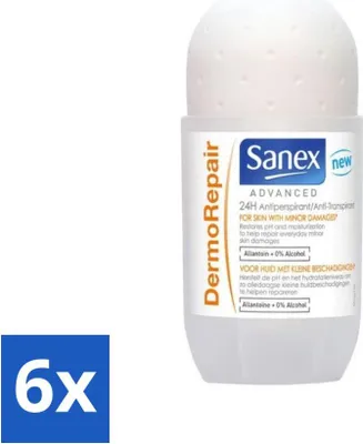 Immagine prodotto di Sanex Advanced – Dermo Repair – Deodorante roll-on – Antitraspirante 24 ore – 0% alcool – 50 ml - Confezione risparmio - 6 pezzi