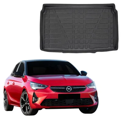 Image de Tapis De Coffre Sur Mesure Pour Opel Corsa F Depuis 2019, Noir, Antidérapant, Bord Haut, Toutes Saisons
