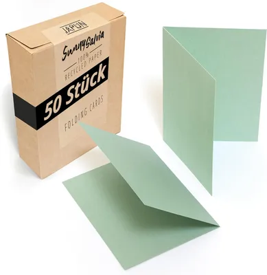 Imagen del producto de Tarjetas plegables, formato A6, 50 unidades, 250 g/m², color verde salvia, para invitaciones