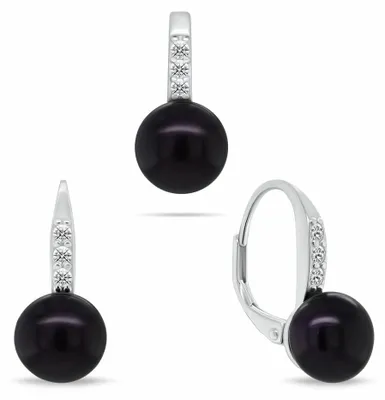 Immagine prodotto di Incantevole set di gioielli in argento con perle scure SET291WBC ( Orecchini, ciondoli)
