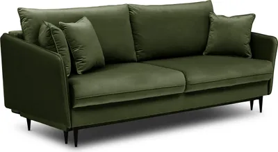 Produktbild von Selsey 3-Sitzer Schlafsofa Schlafcouch Volio Bettkasten olivgrŸn hydrophober Samt mit schwarzen Beinen