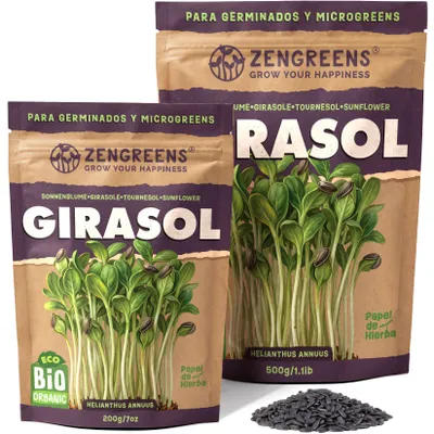 Imagen del producto de ZenGreens® Semillas Eco para Germinar Girasol 500 g – Brotes y Microgreens