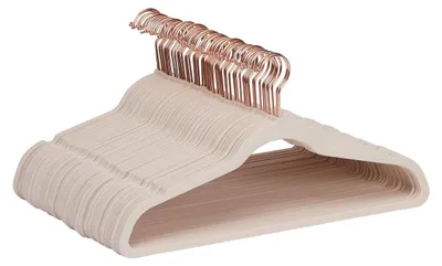 Produktbild von A. Basics Kleiderbügel für Anzüge, Samt, schmal, rutschfest, 50 Stück, Rosa (Blu