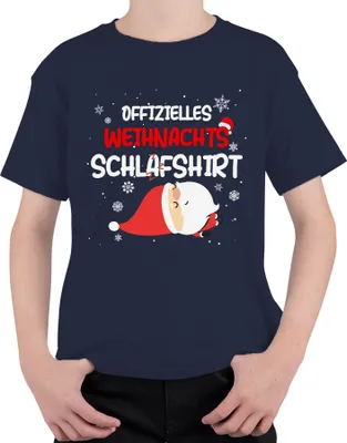 Produktbild von Offizielles Weihnachts-Schlafshirt Weihnachtsmann Santa - Weihnachten Xmas Christmas Uni Kinder T-Shirt, Navy, 128