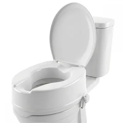 Produktbild von Toilettensitzerhöhung mit Deckel Mobiclinic 10 cm Titán Toilettenlift für Erwachsene Anpassungsfähiger Toilettenlift Weiß