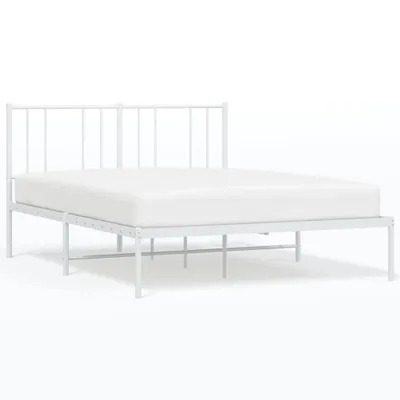 Image de vidaXL Cadre de lit avec tête de lit en métal blanc 160x200 cm