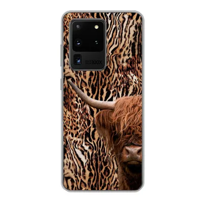 Produktbild von MuchoWow® Handyhülle Schutzhülle Hülle für Samsung Galaxy S20 Ultra Schottischer Highlander - Kuh - Pantherdruck Silikon Softcase Handy Hülle - Karteninhaber