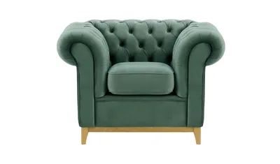 Produktbild von Sessel Chesterfield Wood - schmutziges Himmelblau - Velluto 12