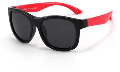 Produktbild von Techsuit – Polarisierte Sonnenbrille (8306-C14), eckige polarisierte Sonnenbrille für Babys mit Band – schwarz/rot