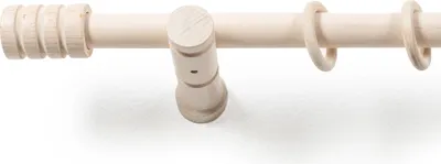 Produktbild von SN Deco - Stilgarnitur Gardinenstange Vorhangstange Pisa, Holz, moderner Träger, 28 mm, 1-Lauf, Komplettset mit Ringen, Farbe Antikweiß, 420 cm (3x140 cm)