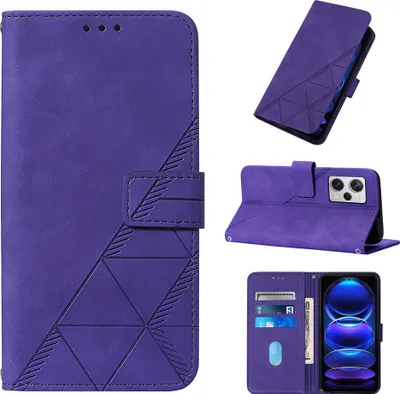 Produktbild von Hülle für Xiaomi Redmi Note 12 Pro+ Prägung Flip Leder Kartenfächer Schutzhülle mit Ständer Lila