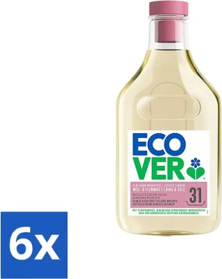 Produktbild von Ecover Flüssigwaschmittel für Wolle & Feinwäsche - Seerose & Grüne Melone 31 Wäschen 1,43 Liter - Vorteilspack - 6 Stücke