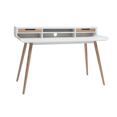 Produktbild von Miliboo - Skandinavischer Schreibtisch aus Holz und weiß L140 cm OPUS