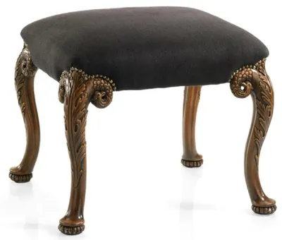 Produktbild von Casa Padrino Luxus Barock Hocker Schwarz / Braun - Handgefertigter Barockstil Sitzhocker - Barock Fußhocker - Barock Möbel - Edel & Prunkvoll - Luxus Qualität -  Italy