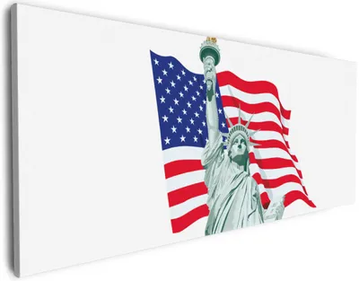 Produktbild von Wallario Premium Leinwandbild Freiheitsstatue USA in Größe 60 x 150 cm