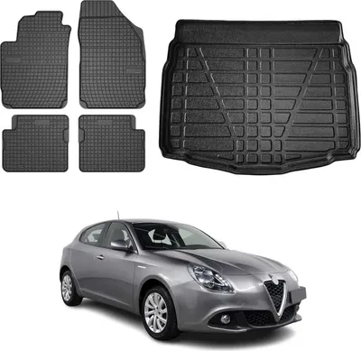 Produktbild von Fußmatten & Kofferraumwanne Set für Alfa Romeo Giulietta 2010-2020 Gummi 5x