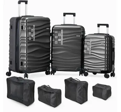 Produktbild von DMS 7tlg Hartschalenkofferset Koffer Reisekoffer Trolley ABS-Hartschale grau
