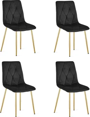 Obrázek produktu pro Židle LIBRA - černý samet / zlaté nohy x 4