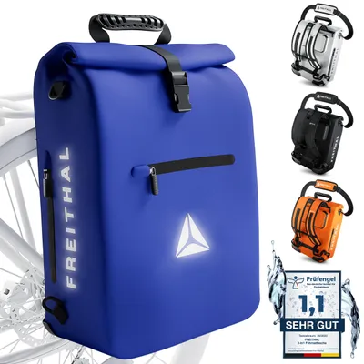 Produktbild von FREITHAL 3in1 Fahrradtasche Rucksack 25L, Gepäckträgertasche, Blau