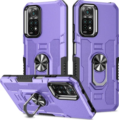 Produktbild von Redmi Note 11 4G Hülle, Dual Layer Robuste Rüstung Ringhalter Ständer Schutzhülle für Xiaomi Redmi Note 11 4G / Note 11S Lila